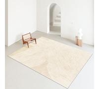 QJDTZMD Tapis Salon 150 x 200 cm Tapis Antidérapant Lavable en Machine Doux Décoratif pour Bureau Chambre à Coucher Dortoir Lignes géométriques Modernes Beiges