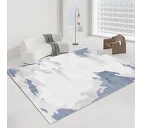 QJDTZMD Tapis Salon 150 x 200 cm Tapis Antidérapant Lavable en Machine Doux Décoratif pour Bureau Chambre à Coucher Dortoir Encre Moderne Gris Bleu Blanc
