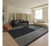 QJDTZMD Tapis Salon 150 x 200 cm Tapis Antidérapant Lavable en Machine Doux Décoratif pour Bureau Chambre à Coucher Dortoir Lignes géométriques Modernes Noires