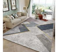 QJDTZMD Tapis Salon 150 x 200 cm Tapis Antidérapant Lavable en Machine Doux Décoratif pour Bureau Chambre à Coucher Dortoir Lignes géométriques Modernes Gris Bleu