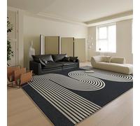 QJDTZMD Tapis Salon 150 x 200 cm Tapis Antidérapant Lavable en Machine Doux Décoratif pour Bureau Chambre à Coucher Dortoir Lignes géométriques Modernes Noires