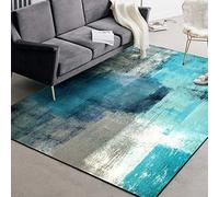 QJDTZMD Tapis Salon 160 x 180 cm Chambre Antidérapant Intérieur Rectangulaire Soft Cuisine Tapis de Plancher Lignes géométriques Modernes Bleues