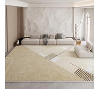 QJDTZMD Tapis Salon 160 x 180 cm Tapis Antidérapant Lavable en Machine pour Cuisine Chambre à Coucher Bureau Lignes géométriques Modernes Jaune Beige Marron