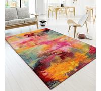 QJDTZMD Tapis Salon 180 x 200 cm Grand Moquette Salle a Manger Antidérapant Moquette Tapis de Sol Lavable en Machine pour Cuisine Chambre Aquarelle Abstraite Moderne Jaune Vert