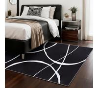 QJDTZMD Tapis Salon 70 x 140 cm Entrée Lavable Moderne Poils Courte et Douce Decoration Tapis pour Maison Chambre Dressing Bureau Modern Abstract Geometric Black White Gray Blue Brown