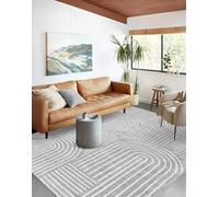 QJDTZMD Tapis Salon 70 x 140 cm Entrée Lavable Moderne Poils Courte et Douce Decoration Tapis pour Maison Chambre Dressing Bureau Modern Geometric Abstract Gray White