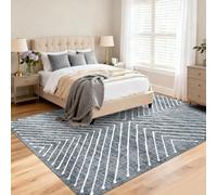 QJDTZMD Tapis Salon 70 x 140 cm Entrée Lavable Moderne Poils Courte et Douce Decoration Tapis pour Maison Chambre Dressing Bureau Modern Geometric Blue White Beige