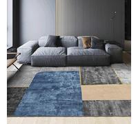 QJDTZMD Tapis Salon 70 x 140 cm Entrée Lavable Moderne Poils Courte et Douce Decoration Tapis pour Maison Chambre Dressing Bureau Lignes géométriques Modernes Bleu Gris