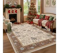 QJDTZMD Tapis Salon 70 x 140 cm Entrée Lavable Moderne Poils Courte et Douce Decoration Tapis pour Maison Chambre Dressing Bureau Floral Traditional Beige Brown Blue Camel