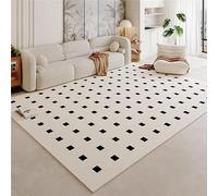 QJDTZMD Tapis Salon 70 x 140 cm Entrée Lavable Moderne Poils Courte et Douce Decoration Tapis pour Maison Chambre Dressing Bureau Carrés géométriques Modernes Noir Blanc