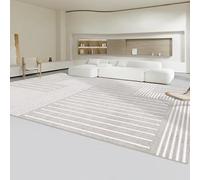 QJDTZMD Tapis Salon 90 x 120 cm Tapis Couloir Antidérapant Doux Lavable en Machine pour Cuisine Chambre à Coucher entrée Lignes géométriques Modernes Beige Gris