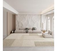 QJDTZMD Tapis Salon 90 x 120 cm Tapis Couloir Antidérapant Doux Lavable en Machine pour Cuisine Chambre à Coucher entrée Lignes géométriques Modernes Beige Marron