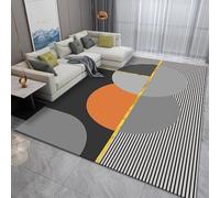 QJDTZMD Tapis Salon 90 x 120 cm Tapis Couloir Antidérapant Doux Lavable en Machine pour Cuisine Chambre à Coucher entrée Lignes géométriques Modernes Noir Gris Orange
