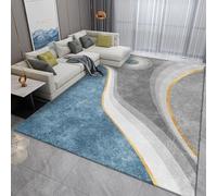 QJDTZMD Tapis Salon Grand 180 x 270 cm Tapis Antidérapant Lavable en Machine Maison Tapis Salle à Manger Chambre à Coucher Lignes géométriques Modernes Bleu Jaune Gris