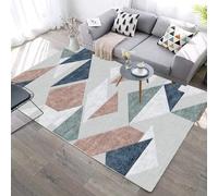QJDTZMD Tapis Salon Grand 200 x 250 cm Tapis Chambre Doux Antidérapant intérieur pour la décoration de la Maison Lignes géométriques Modernes Gris Bleu