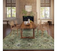 QJDTZMD Tapis Salon Grand 200 x 250 cm Tapis Chambre Doux Antidérapant intérieur pour la décoration de la Maison Modern Traditional Floral Green Beige Brown White
