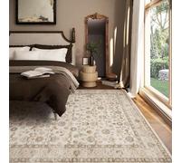 QJDTZMD Tapis Salon Grand 200 x 250 cm Tapis Chambre Doux Antidérapant intérieur pour la décoration de la Maison Traditional Floral Beige Brown Green White
