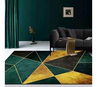 QJDTZMD Tapis Salon Grand 200 x 290 cm Chambre Antidérapant Moquette Lavable Tapis de Sol Doux pour la Décoration Intérieure géométrique Moderne Jaune Vert Marron