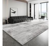 QJDTZMD Tapis Salon Grand 200 x 290 cm Chambre Antidérapant Moquette Lavable Tapis de Sol Doux pour la Décoration Intérieure Gris Encre Moderne