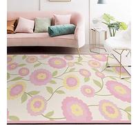 QJDTZMD Tapis Salon Moderne 110 x 190 cm Lavable Antidérapant Moelleux Décoration d'intérieur Tapis pour Couloir Chambre Floral Moderne Beige Rose Vert