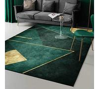 QJDTZMD Tapis Salon Moderne Design Tapis Lignes géométriques Simples émeraude Vert foncé, rectangulaire, 160 x 180 cm Chambre Poils Ras Tapis Antidérapant Tapis Doux