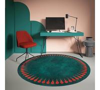 QJDTZMD Tapis Salon Rond ø 190 cm Grand Tapis Salle a Manger Antidérapant Moquette Tapis de Sol Lavable en Machine pour Cuisine Chambre Moderne Minimaliste Vert Orange