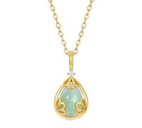 QJFORU Collier en Argent et Jade, Pendentif en Jade, Collier en Argent Sterling for Femme, Pendentif Ras du Cou en Cristal Blanc et Jade, Bijoux en Or véritable