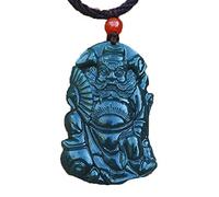 QJFORU Pendentif en Jade, Pendentif en Jade Vert Naturel Hetian sculpté à la Main, Collier Pendentif Saint Patron, Bijoux for Hommes