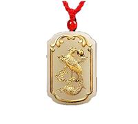 QJFORU Pendentif en Jade, Pendentif en Or mosaïque de Jade Blanc Hetian Chinois Naturel, Collier de Bijoux Phoenix sculpté, breloque de Mode