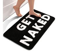 QJHOMO Get Naked Tapis de bain antidérapant en microfibre douce, lavable en machine, 40 x 60 cm, avec lettres colorées