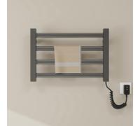 QJHSSM Warm Towel Mini/Porte-Serviettes Chauffant Mural éLectrique 4 Barres, Radiateur Chauffe Serviette Salle de Bain, Thermostat 55 °C, 45 X 30cm-Grey