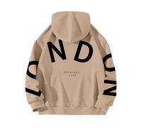 QJIRZB Sweat à capuche surdimensionné pour femme avec imprimé lettre: sweatshirts à capuche à manches longues pour l'hiver et l'automne, #01 Kaki London, M