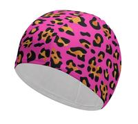 Qjjinxior Bonnet de bain imprimé guépard rose pour cheveux longs et courts