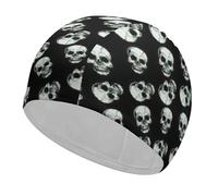Qjjinxior Bonnet de bain tête de mort noir pour cheveux longs et courts