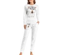 Qjjinxior Ensemble de pyjama à col rond pour femme, pyjama hamster pour femme, pyjama pour femme avec poches, Hamster., M