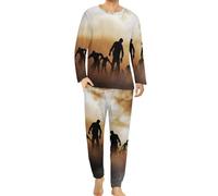 Qjjinxior Ensemble de pyjama à col rond pour homme, pyjama pour homme, pyjama pour homme avec poches, Zombies Dead Men Marche de nuit, XL