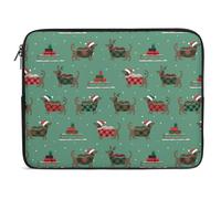 Qjjinxior Housse pour ordinateur portable 12 pouces, housse pour ordinateur portable motif teckel de Noël