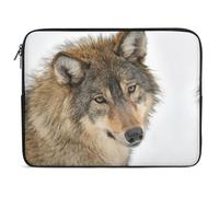 Qjjinxior Housse pour ordinateur portable 13 pouces, housse marron tête de loup pour ordinateur portable
