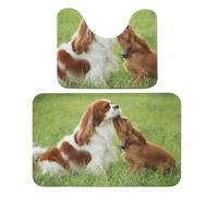 Qjjinxior Lot de 2 tapis de bain Cavalier King Charles Spaniel, absorbants, doux, 1 tapis de bain et 1 tapis de toilette en forme de U