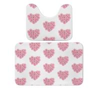 Qjjinxior Lot de 2 tapis de bain doux et absorbants en forme de cœur avec 1 tapis de bain et 1 tapis de toilette en forme de U