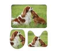Qjjinxior Lot de 3 tapis de salle de bain antidérapants pour salle de bain et toilettes, motif épagneul Cavalier King Charles Spaniel
