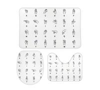 Qjjinxior Lot de 3 tapis de salle de bain antidérapants pour salle de bain et WC - Motif lettres de l'alphabet