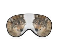 Qjjinxior Masque de sommeil en tissu lisse avec tête de loup marron avec bandeau réglable pour homme et femme