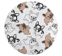 Qjjinxior Petit tapis rond en flanelle de 60 x 60 cm, joli bouledogue français, tapis antidérapant pour chambre à coucher, salon, décoration