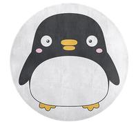 Qjjinxior Petit tapis rond en flanelle de 60 x 60 cm - Motif pingouin mignon - Antidérapant - Pour chambre à coucher, salon, décoration