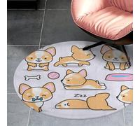 Qjjinxior Petit tapis rond en flanelle de 80 x 80 cm, drôle Corgi tapis de sol, tapis antidérapant pour chambre à coucher, salon, décoration