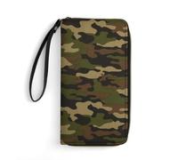 Qjjinxior Portefeuille en cuir Peace and Love avec corde, petite taille et grande capacité, facile à transporter, Camouflage (Army), 19.7x10.5cm, Moderne