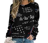 Qjjinxior Pull décontracté pour femme, motif renard de dessin animé, haut à manches longues et col rond, Éducation linéaire des mathématiques, S