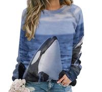 Qjjinxior Pull décontracté pour femme, sweat-shirt rouge pastèque pour femme, col rond, manches longues, Orque d'orque, 3XL