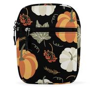 Qjjinxior Sac à bandoulière, recouvert de cœurs rouges, petit sac à bandoulière multifonction pour le travail, les voyages d'affaires, Feuilles de citrouille d'automne, Taille unique